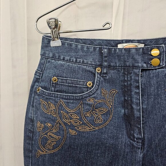 Vintage Talbots Blue Embroidered Jeans Boho Crop Bootcut 4 - Picture 3 of 11